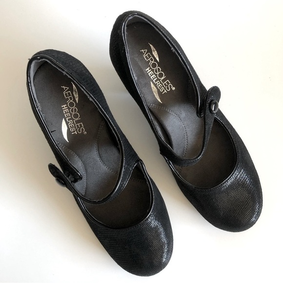 Aerosoles Role Through Black Lizard Mary Jane Pumps - Picture 3 of 15